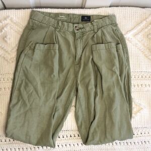AG Adriano Goldschmied The Evan Relaxed Pleated Pants Olive 25 R